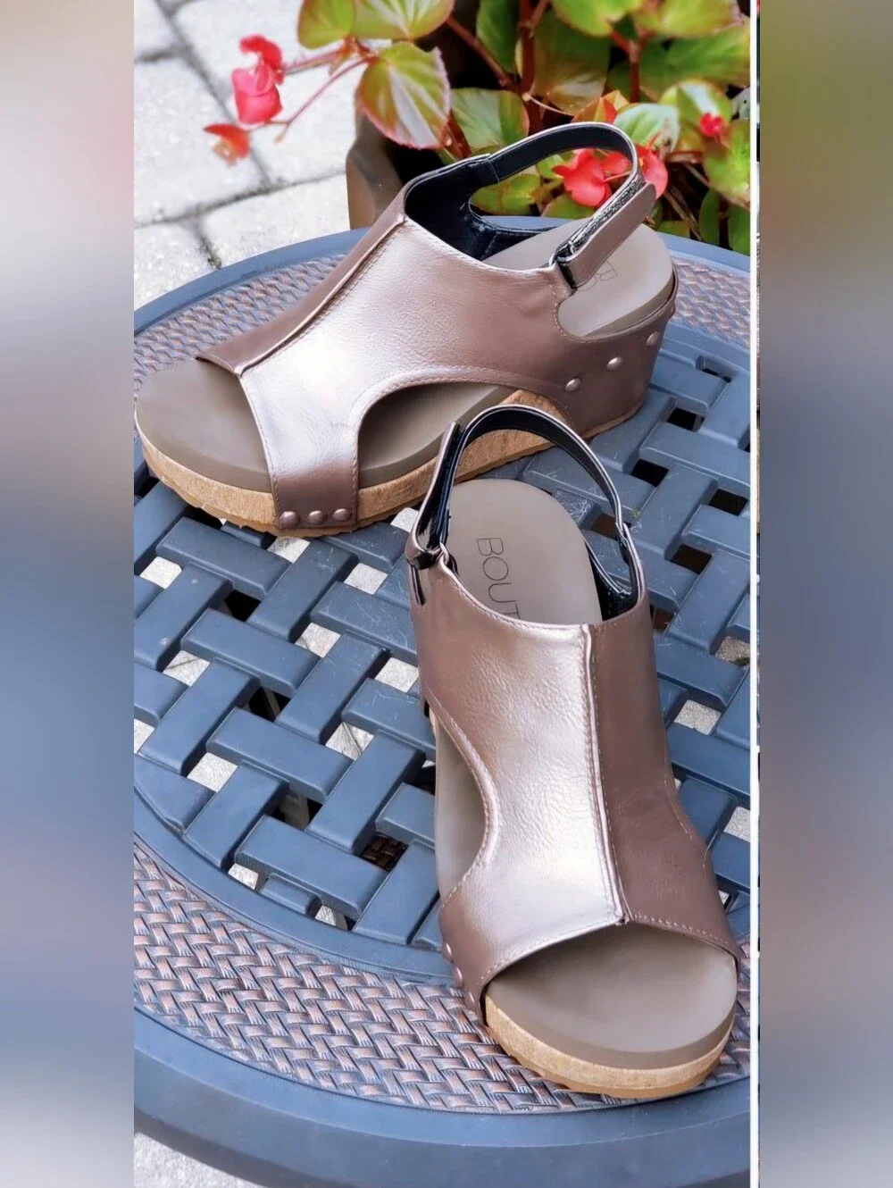 Boutique By Corky's Pewter Carley Wedge Sandals - Sz 9 SH234 - Picture 1 of 6